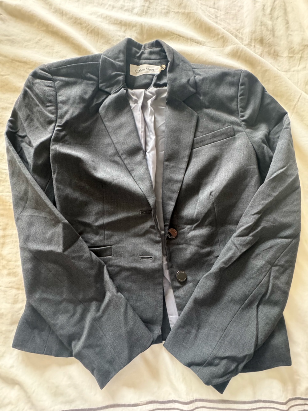 Calvin Klein Womens Gray Two-Button Blazer